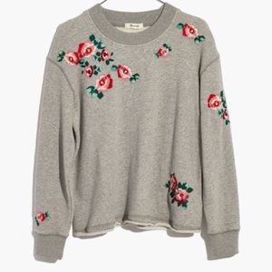 Madewell Miles Embroidered Rose Sweatshirt
